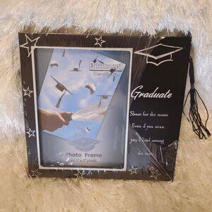 Black Tabletop Graduation Stars and Tassel Picture Photo Frame Easel Back 5"x7"